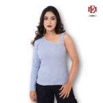Women’s Strap Shoulder Long Sleeve Top - Sky Blue