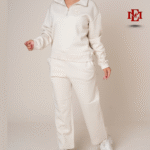 Esmore Premium High Neck Jacket and Trouser (Combo)- Off White | Women